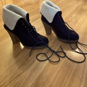 Navy Blue High Heel Booties